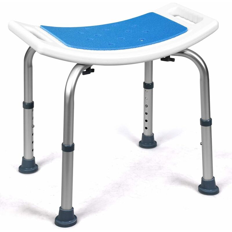 COSTWAY Tabouret de Douche et de Bain, Siege de Douche Doux en EPE, Hauteur Réglable à 6 Gamme, Pieds Antidérapantes, Structure en Métal Antirouille