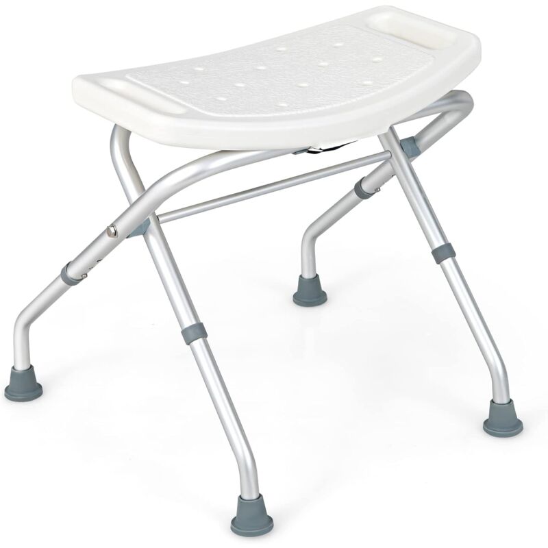 Costway - Tabouret de Douche Hauteur Réglable 49-52,5 cm, Siège de Douche Accoudoirs Amovibles Pieds en Caoutchouc Antidérapants, Chaise de Douche