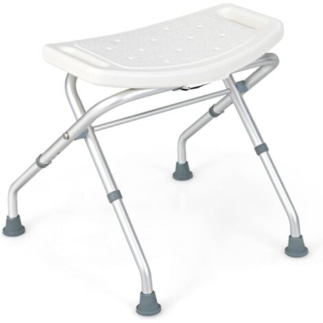 COSTWAY Tabouret de Douche Hauteur Réglable 49-52,5 cm, Siège de Douche Accoudoirs Amovibles Pieds en Caoutchouc Antidérapants, Chaise de Douche pour Personnes Agées Handicapées