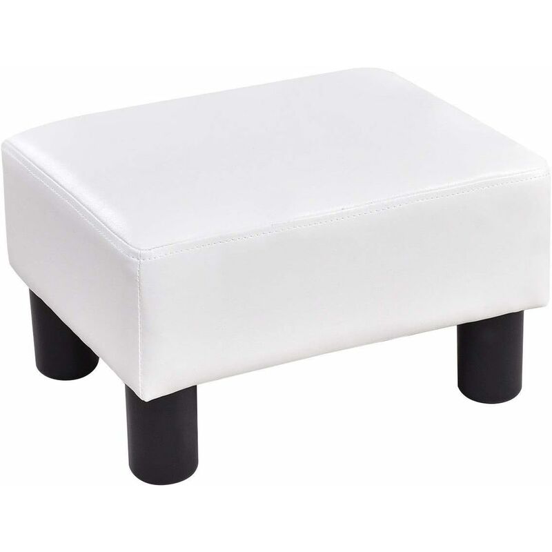 Tabouret Pouf Assis Tabouret Repose-Pieds Cube Siège pu avec Pieds 403024 cm Blanc - Costway