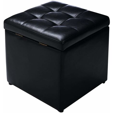 Costway – Tabouret repose-pied coffre de rangement – Cuir PU beige – Charge 150 kg – Dimensions 40 x 40 x 40 cm – Design moderne avec charnières métalliques