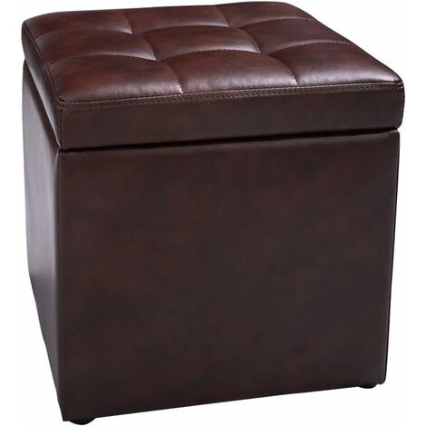 COSTWAY Taburete con Tapa para Almacenaje Plegable 40x40x40cm Banco Otomano Asiento (Marrón)