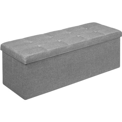COSTWAY Taburete de Almacenamiento, Banco Plegable Capacidad 120 L, Reposapiés Asiento Acolchado (Gris Claro)