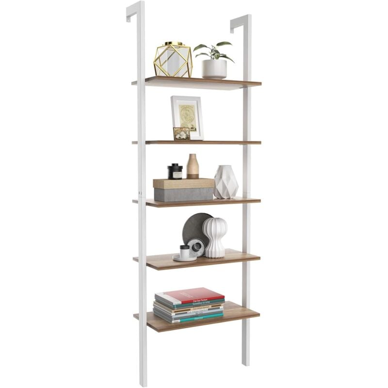 Tagère de Rangement Moderne à 5 Niveaux, 61 x 30 x 183 cm, Étagère de Style Industriel pour Salon, Chambre, Bureau, Blanc - Costway