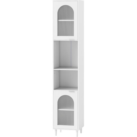 COSTWAY Tall Bathroom Storage Cabinet Narrow Home Organizer-White