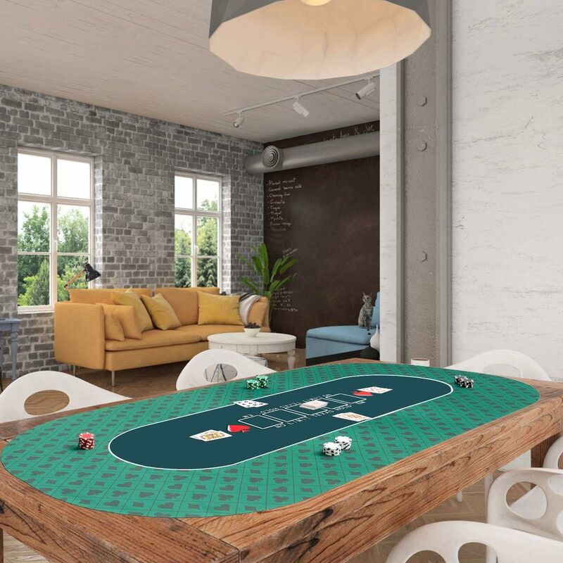 Tapis de poker portable, <strong>surface</strong> doux et lisse, en caoutchouc, convient pour plusieurs joueurs jeu cartes, societe, 180 x 90 cm (vert)