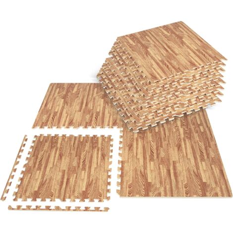 Costway – Tapis de sol en mousse EVA antidérapant 12 PCS – Grain de bois – Surface imperméable – Dimensions 61x61cm – Couvre 4,5m²