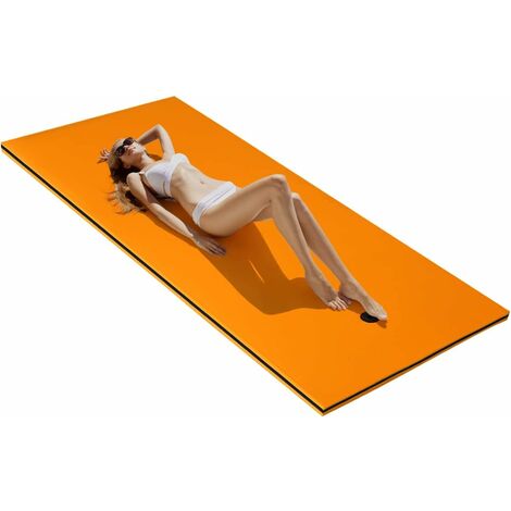 COSTWAY Tappeto Galleggiante per Piscina e Mare, 220 x 90 cm, Materassino Galleggiante in Schiuma per Rilassarsi e Divertirsi, con Cuscino (Arancione)