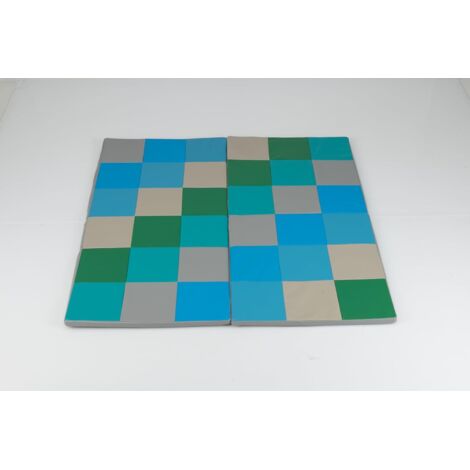 COSTWAY Tappeto Gioco Pieghevole, 144 x 144 cm, Tappetino Neonato con Pelle Impermeabile, Tappeto da Pavimento per Cameretta (Blu+Verde)