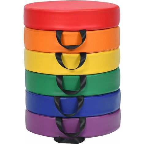 COSTWAY Tappeto per Bambini 6 Pezzi, Tappeto da Terra Cuscino Yoga Meditazione, per Camera da Letto e Salotto, Moderno 38x38x8cm, Rotondo