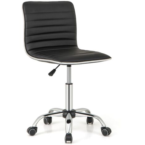 COSTWAY Task Chair Adjustable Office Chair w/Swivel Seat & Wheels-Black