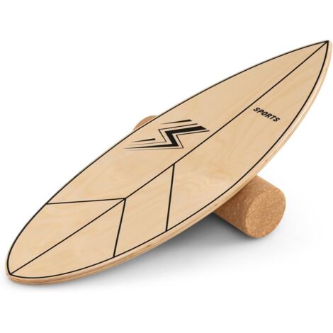 COSTWAY Tavola di Equilibrio in Legno con Rullo in Sughero Stabilizzato,Legno Multistrato,77 CM