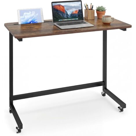 COSTWAY Tavolino da Divano e Letto, Tavolino Servitore con Ruote e Fessura per Tablet
