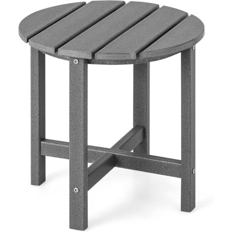 COSTWAY Tavolino da Giardino Rotondo per Esterno, Tavolo Adirondack in HDPE Resistente alle Intemperie, per Interno ed Esterno Patio, Portico, Giardino, Facile Manutenzione (Grigio)