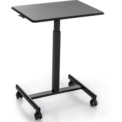 COSTWAY Tavolino da Letto e Divano per PC con 2 Ruote Bloccabili, Tavolino Serviletto Regolabile in Altezza, Tavolino per Mangiare e Lavorare da Ospedale e Salotto, Portata 80 kg (Nero)