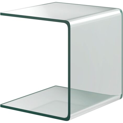 COSTWAY Tavolino da Salotto in Vetro Temperato, Tavolino con Bordi a Cascata & Piedini Antiscivolo, Tavolino Moderno per Camera da Letto, Soggiorno, Ufficio e Hotel, 45 x 45 x 41 cm