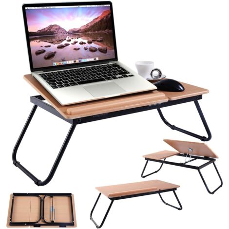 COSTWAY Tavolino per Notebook Supporto per Laptop Tavolo PC da Letto, Inclinazione Regolabile e Portabile, 55 x 32 x 23 cm