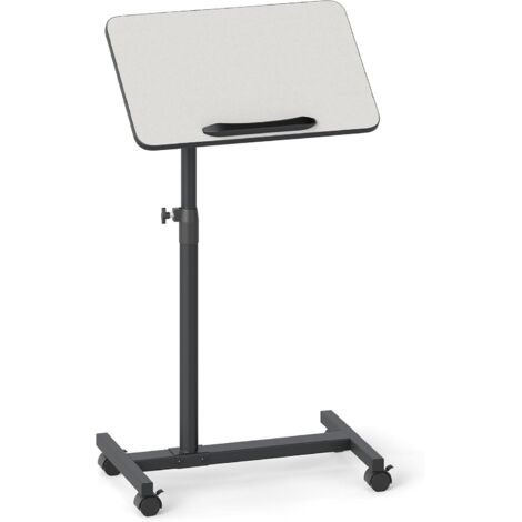COSTWAY Tavolino Servitore con Altezza Regolabile, Ruote Bloccabili, Piano Girevole a 360° e Inclinabile con Fermo Bordo, Tavolino a Forma di C per Soggiorno, Camera da Letto e Studio (Grigio)