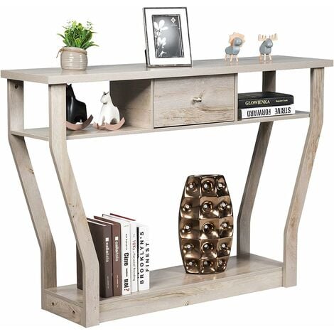 COSTWAY Table Console à Un Tiroir avec Poignées et 3 Compartiments pour Rangement Table d'Appoint Style Moderne Un Bon Choix pour Couloir,Salon,Chambre,Entrée, 120x30x81,3cm