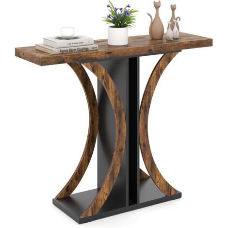 COSTWAY Tavolo Consolle in Legno, Tavolo d'Ingresso Rettangolare,100 x 29,5 x 80 cm，Marrone