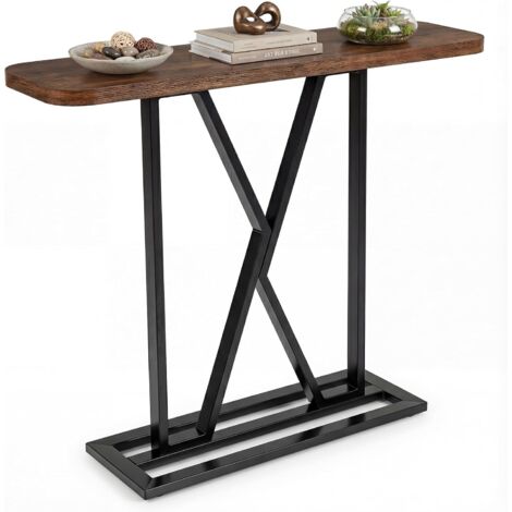 COSTWAY Tavolo Consolle, Tavolo d'Ingresso Rettangolare con Struttura Geometrica in Metallo, Tavolino Stretto e Lungo Industriale per Soggiorno, Corridoio, Ingresso e Spazi Ridotti