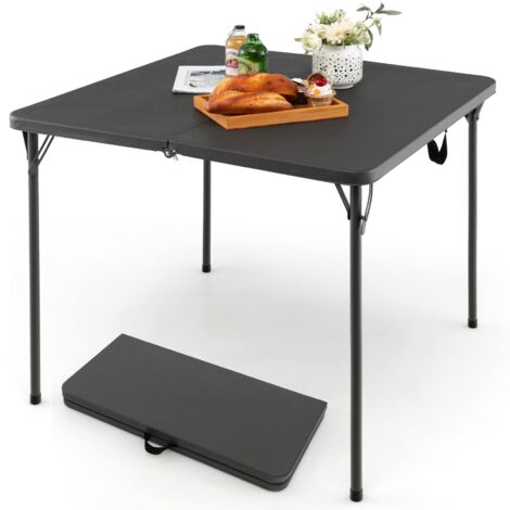 COSTWAY Tavolo da Campeggio Pieghevole, Tavolo da Picnic Portatile con Maniglia, Tavolino da Pranzo Leggero per Esterni con Piano in HDPE, Portata 100 kg (Grigio)