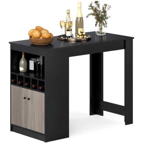COSTWAY Tavolo da Pranzo 120 x 60 x 91,5 cm, Tavolo Cucina Salvaspazio con Scomparti, Armadietto e Ripiano Regolabile, Scrivania Moderno per Sala da Pranzo e Soggiorno, Nero