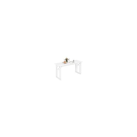 COSTWAY Tavolo da Pranzo, Tavolo Moderno per 6-8 Persone con Piano in Finto Marmo e Gambe in Metallo, Tavolllo Rettangolare da per Sala da Pranzo, Soggiorno e Cucina, 160 x 60 x 76 cm, Bianco