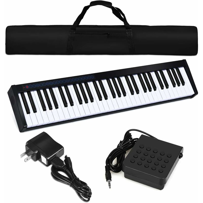 

COSTWAY Teclado Piano Digital 61 Teclas Portátil con 128 Ritmos MIDI Bluetooth,USB para Niños y Principiantes (Negro)