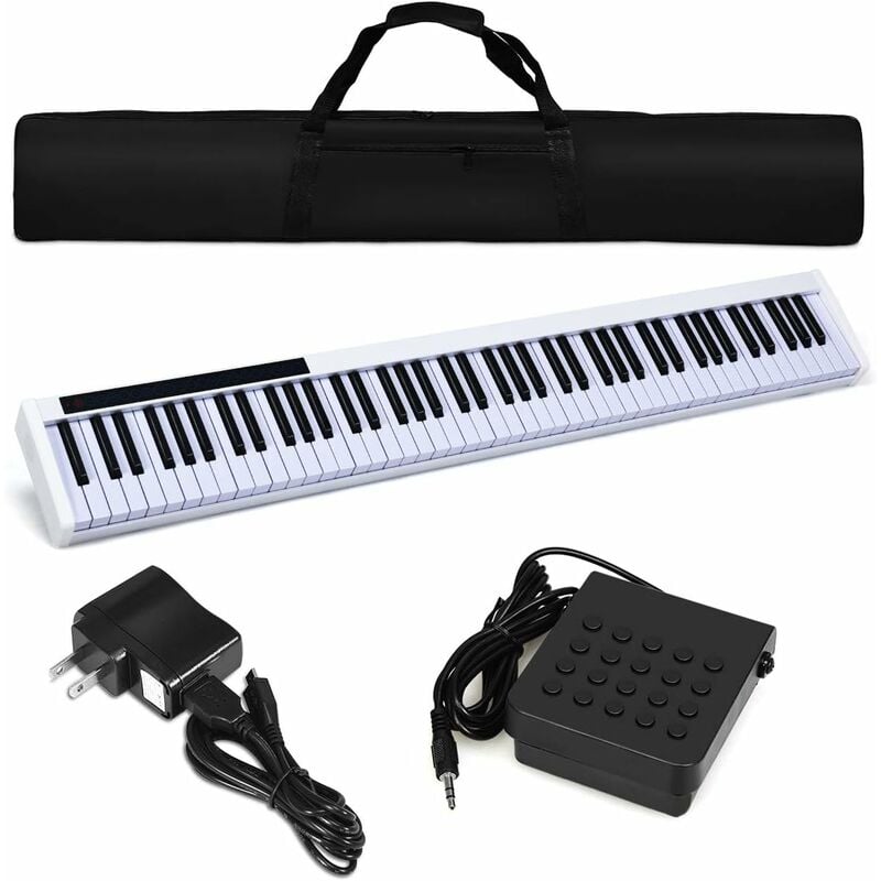 

COSTWAY Teclado Piano Digital 88 Teclas Portátil con MIDI Bluetooth,USB para Niños y Principiantes (Blanco)