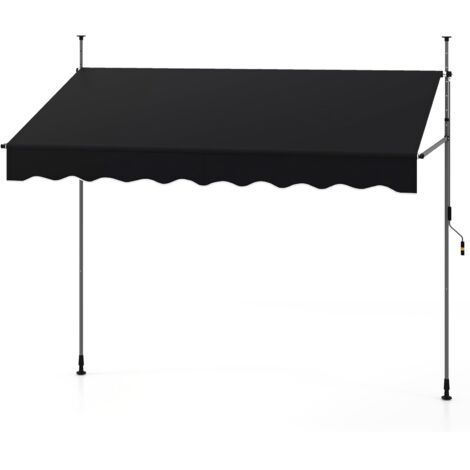 COSTWAY Tenda da Sole a Morsetto, Tenda per Balcone Senza Foratura Altezza e Inclinazione Regolabili con Manovella, Telo Impermeabile e Resistente ai Raggi Solari e Telaio Antiruggine (2,5M,Nero)