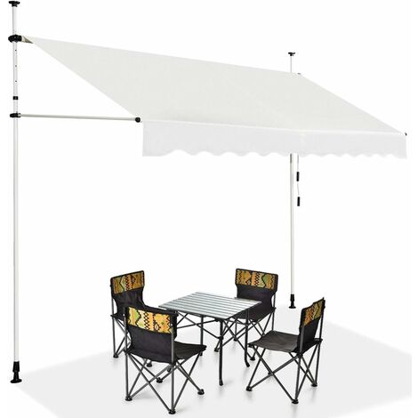 COSTWAY Tenda da Sole per Esterno, Tenda da Sole a Bracci Estensibili con Struttura Telescopica e Tessuto Resistene ai Raggi Solari, Regolabile in Altezza e in Angolazione, 300 x 120 cm Beige