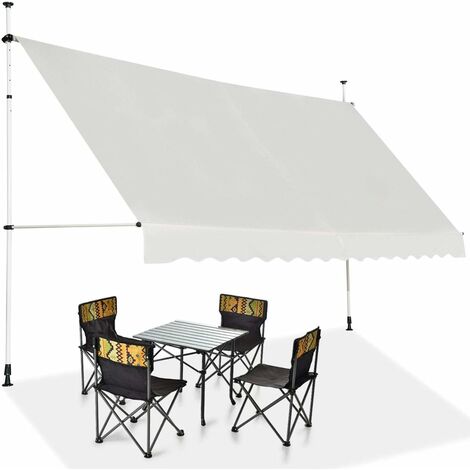 COSTWAY Tenda da Sole per Esterno, Tenda da Sole a Bracci Estensibili con Struttura Telescopica e Tessuto Resistene ai Raggi Solari, Regolabile in Altezza e in Angolazione (400 x 120 cm Beige)