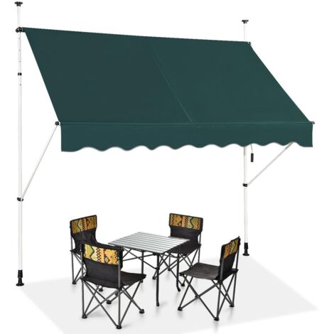 COSTWAY Tenda da Sole per Esterno, Tenda da Sole a Morsetto per Balcone con Struttura Telescopica e Tessuto Resistene ai Raggi Solari, Regolabile in Altezza e in Angolazione (250 cm,Verde)