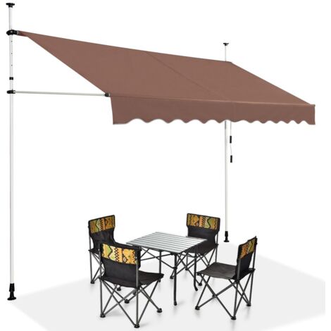 COSTWAY Tenda da Sole per Esterno, Tenda da Sole a Morsetto per Balcone con Struttura Telescopica e Tessuto Resistene ai Raggi Solari, Regolabile in Altezza e in Angolazione (300 cm,Marrone)