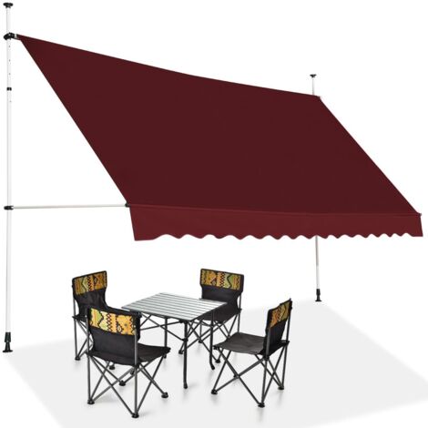 COSTWAY Tenda da Sole per Esterno, Tenda da Sole a Morsetto per Balcone con Struttura Telescopica e Tessuto Resistene ai Raggi Solari, Regolabile in Altezza e in Angolazione (350 cm,Rosso)