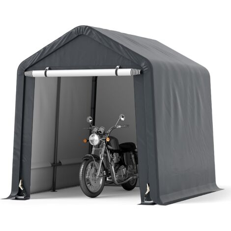 COSTWAY Tenda Garage per Moto e Bicicletta Impermeabile, Cappanone da Esterno con Porta a Cerniera Arrotolabile, Tendone Deposito da Giardino Multiuso per Attrezzi, 240 x 195 x 214 cm