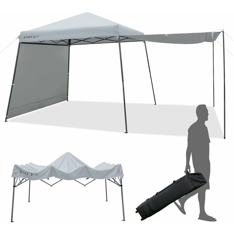 Costway - Tente à Auvent Instantané 300 x 300 cm avec Parois Latérale, Parasol de Plage Pliable avec Sac à roulettes Protection uv, Abri Extérieur