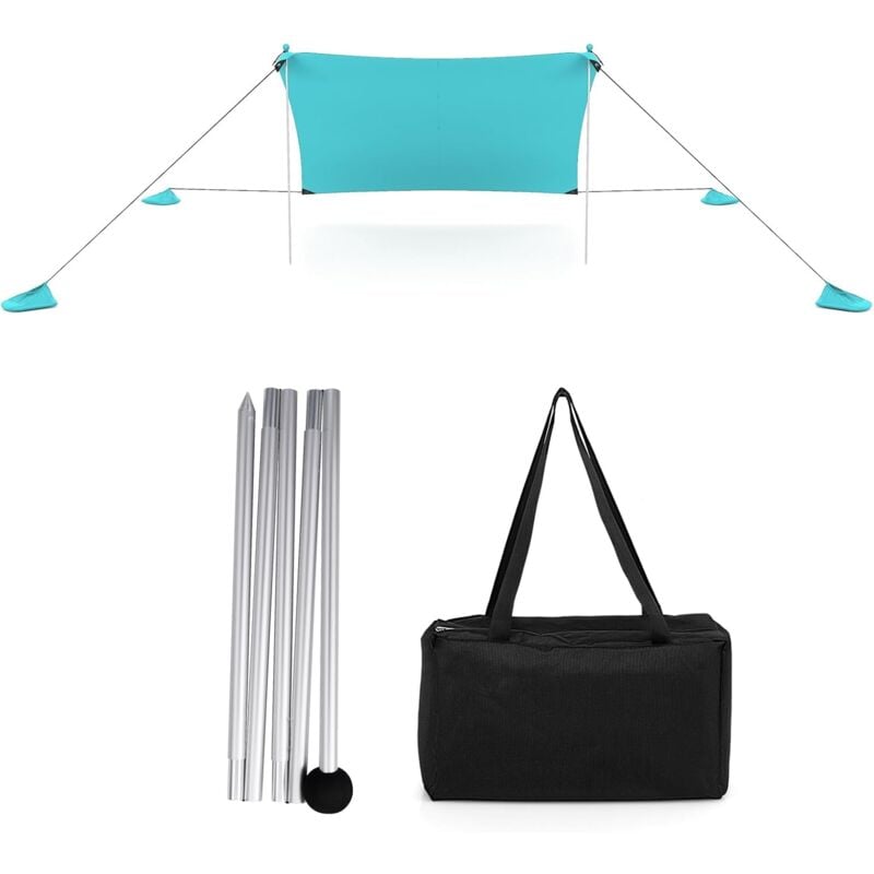 Costway - Tente de Plage Portable 2,3 x 2 m Anti uv UPF50+, Abris Solaire de Plage avec 4 Sacs pour Sable Piquets de Sol 2 Poteaux Sac de Transport,