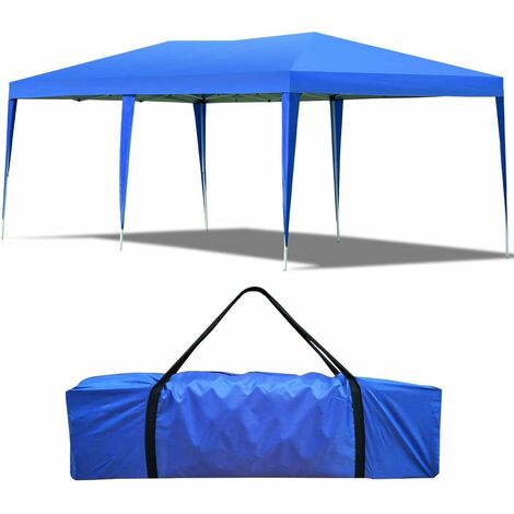 COSTWAY Tente de Réception Tente Tonnelle de Jardin Pliante Pavilion Pliable Chapiteau Imperméable 3 x 6 x 2,5 cm Bleu