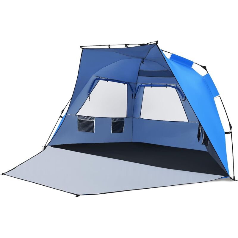 

COSTWAY Tienda de Playa para 3-4 Personas Tienda Portátil con 3 Ventanas Impermeable y a Prueba de Viento