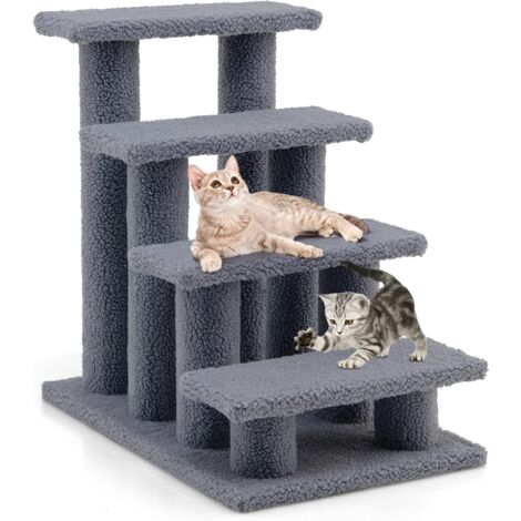Kratzbaum Für Katzen 61 Cm – Mit Sisalstamm & Massagebürste, Grau