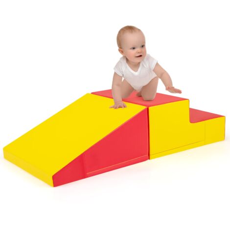 COSTWAY Toddlers Step and Slide Climber for Infants Toddler Soft Play Set-Red