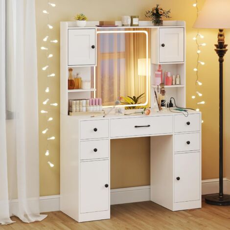 HINOPY Toeletta Con Specchio, Tavolo Cosmetico Con Cassetti E