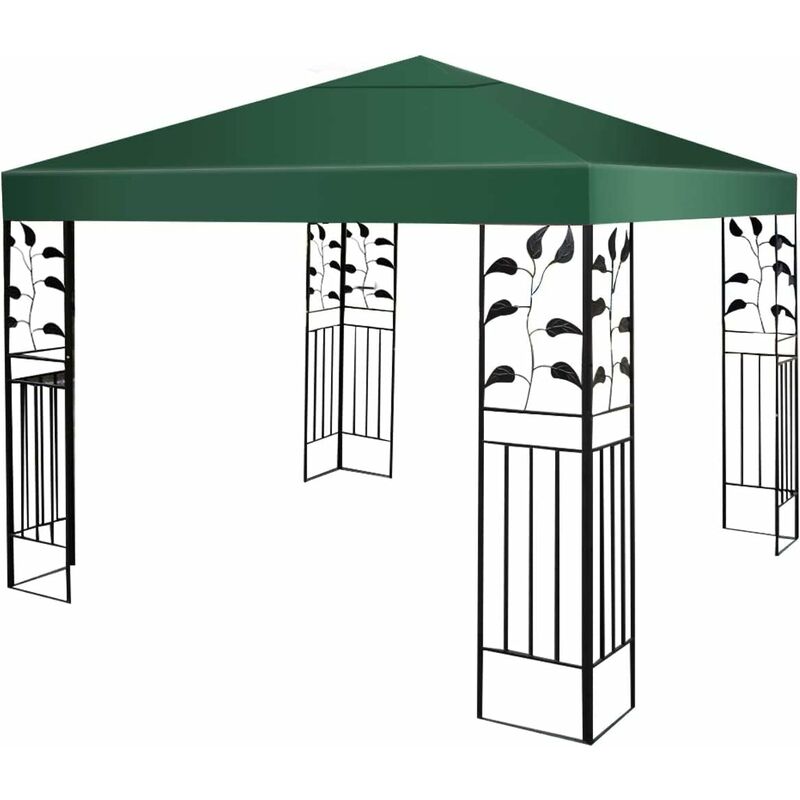 COSTWAY Toile de Toit de Rechange en Polyester Impérméable de Jardin pour Pavillon Tonnelle Tente, 3 x 3 M (Vert foncé)