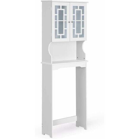 COSTWAY Toilettenschrank freistehend, Badezimmerregal, Waschmaschinenschrank, Toilettenregal, WC-Reagl, WC-Schrank, überschrank, Waschmaschinenregal mit 3 Regalen, weiss