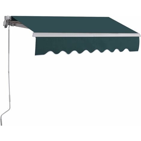 COSTWAY Toldo con Brazo Plegable de 2.5 x 2 m Toldo de exterior Manual Impermeable y Resistente a los Rayos UV (Verde)