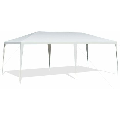 COSTWAY Toldo de 3 M x 6 M, Toldo para Boda Impermeable con Cuerda de Viento, Pabellón de Refugio al Aire Libre para Fiestas, Actividad Comercial, Camping, Gazebo Resistente para Amigos con Clavija