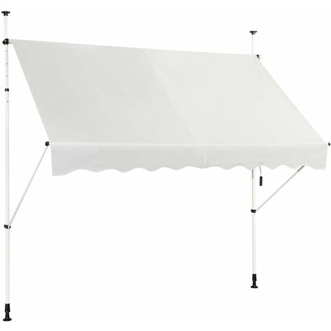 COSTWAY Toldo Protección Solar Toldo de Balcón Regulable en Altura 200-300 centímetros Toldo con Manivela para Jardín (Beige, 250cm)