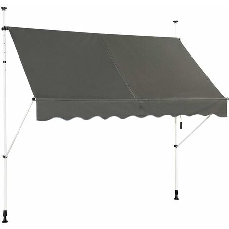 COSTWAY Toldo Protección Solar Toldo de Balcón Regulable en Altura 200-300 centímetros Toldo con Manivela para Jardín (Gris, 250cm)